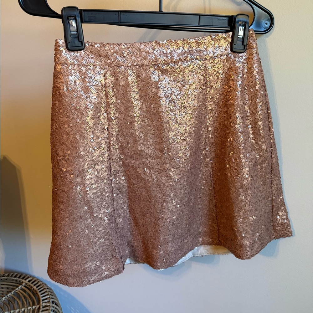 Sequin Mini Skirt in Rose Gold